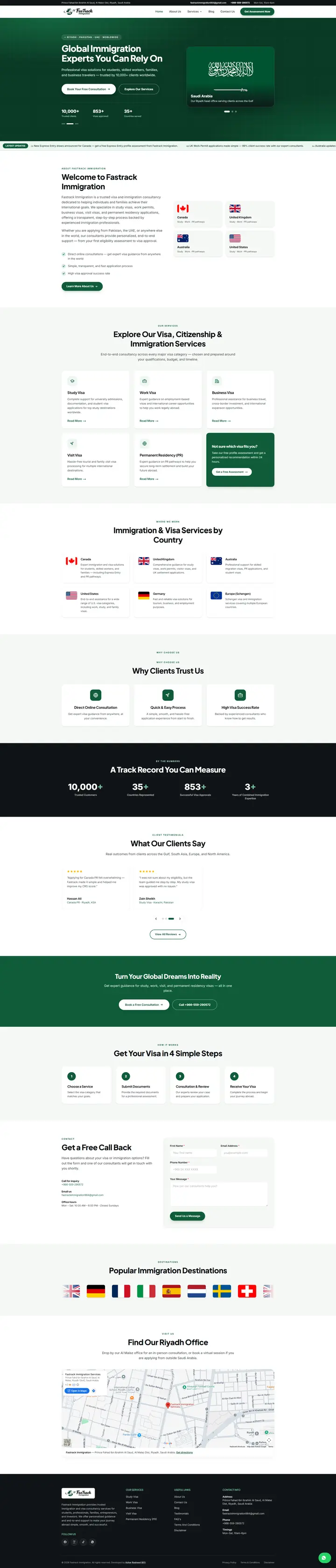 Fastrack Immigration website designed by Azhar Rasheed
