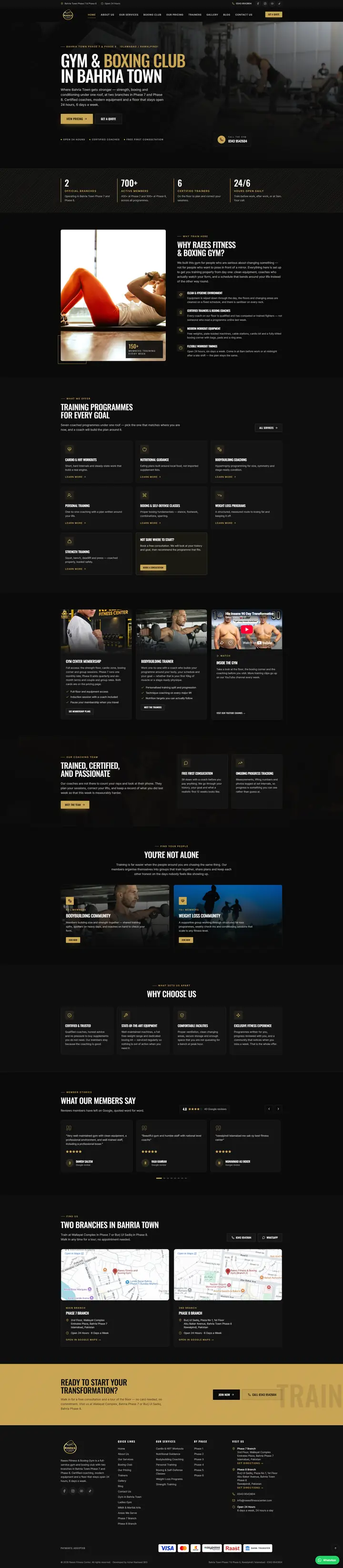 Raees Fitness Center website designed by Azhar Rasheed