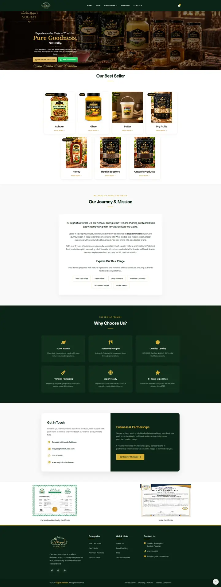 Soghat Naturals website designed by Azhar Rasheed